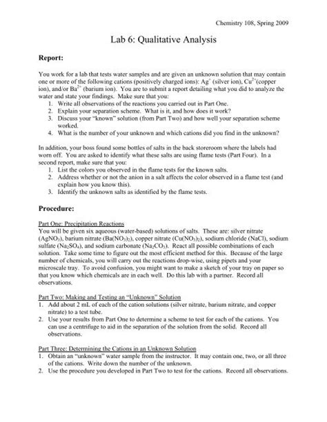 laboratory qualitative analysis|qualitative lab report example.